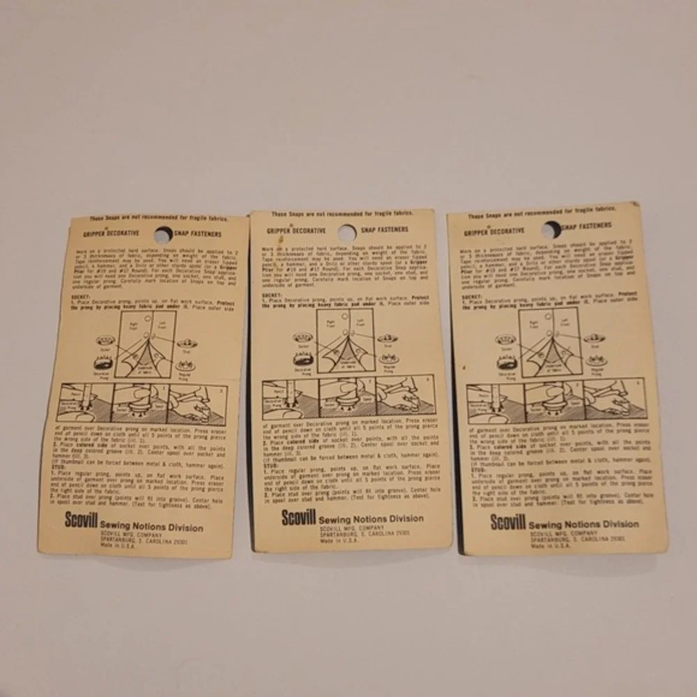 Vtg Scovill Clinton Ginger Snaps Fasteners 17  Lot of 3 USA 70s‎